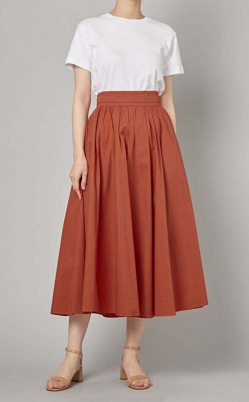 コットンストレッチギャザースカート