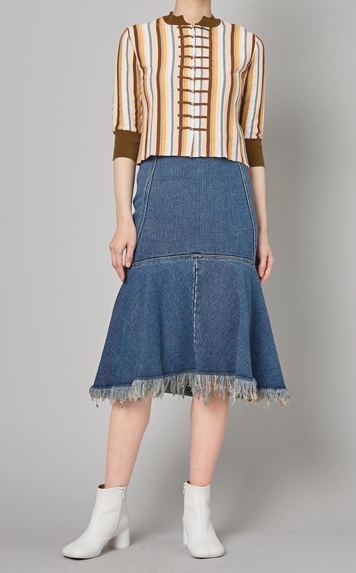 ストライプチャイナコンパクトカーディガン