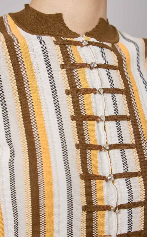 ストライプチャイナコンパクトカーディガン