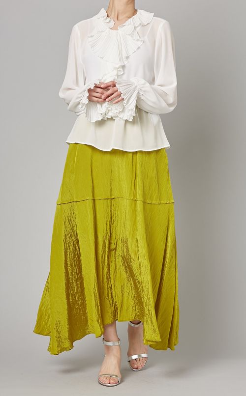 シスルーラッフルロングスリーブブラウス