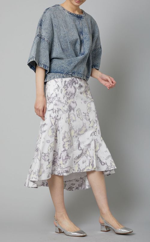 オーバーダイデニムショートトップス