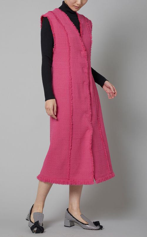 カットオフツイードVネックジレワンピース