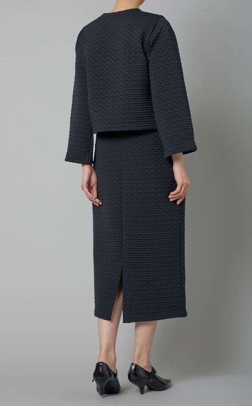 ニットジャガードノーカラージャケット