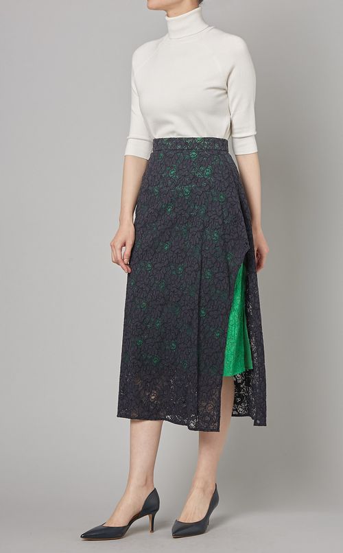 レースレイヤードペンシルスカート