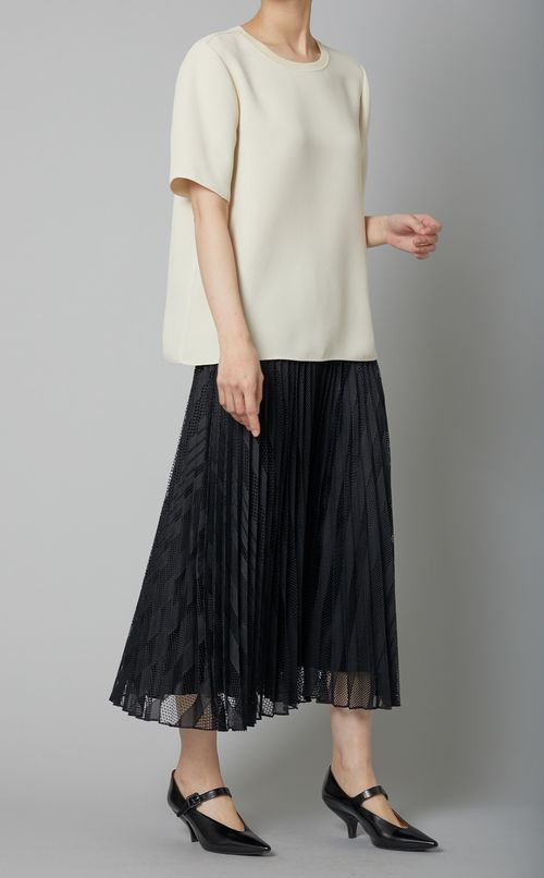 レースプリーツミディスカート