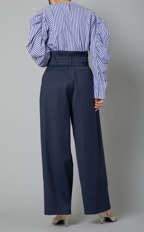 シルクウールハイウエストタックパンツ