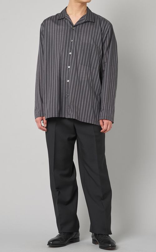 コットンローンストライプオープンシャツ