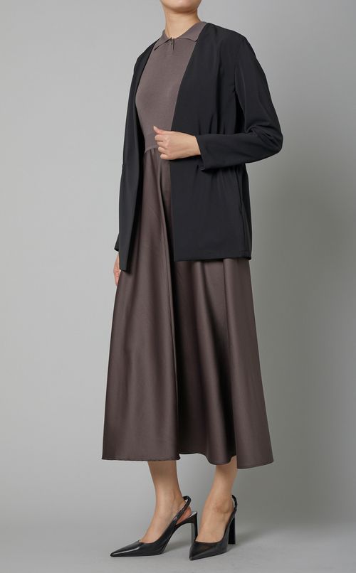 ウエストギャザーノーカラージャケット