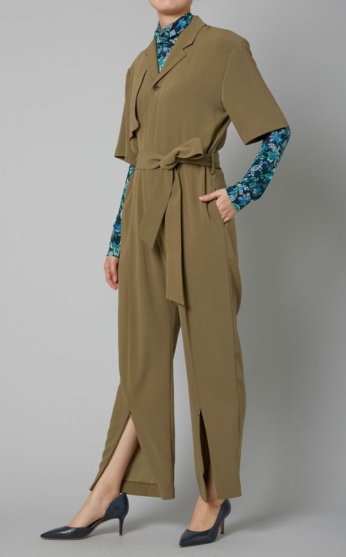 ジョーゼットオープンカラージャンプスーツ