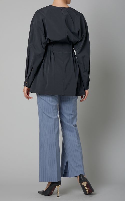 ピンタックVネックロングスリーブシャツ