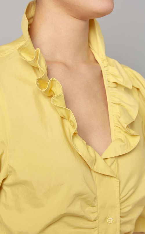 パフスリーブフリルネックブラウス