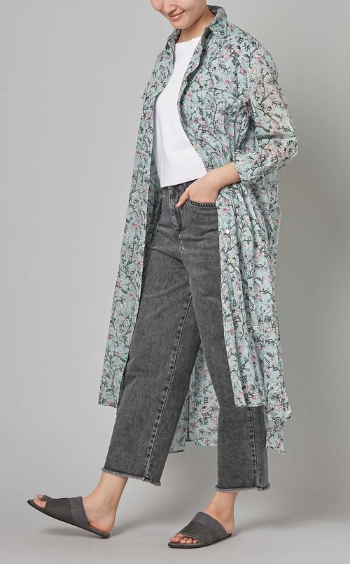 コットンプリントシャツワンピース