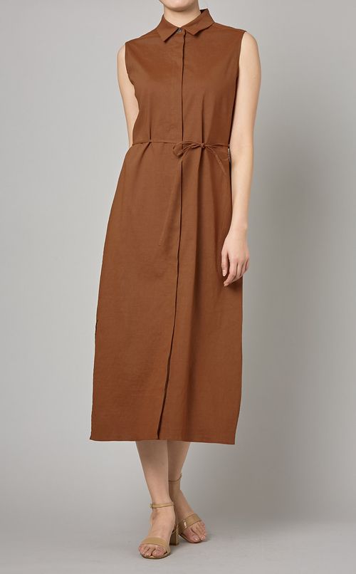 ノースリーブシャツワンピース