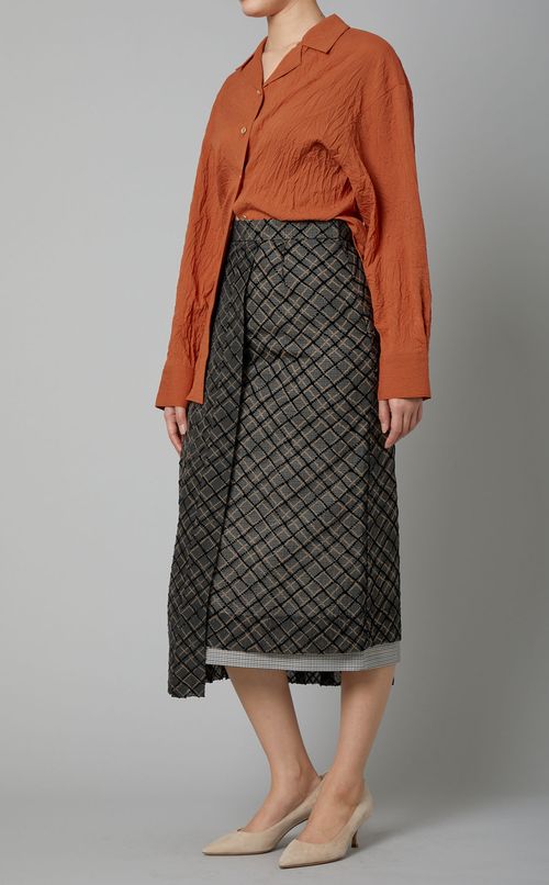 クリンクルオープンカラーブラウス