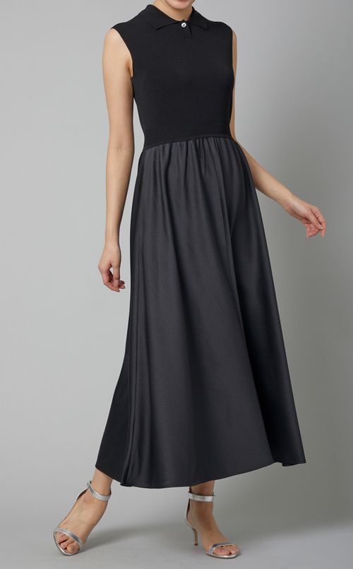 異素材コンビノースリーブワンピース