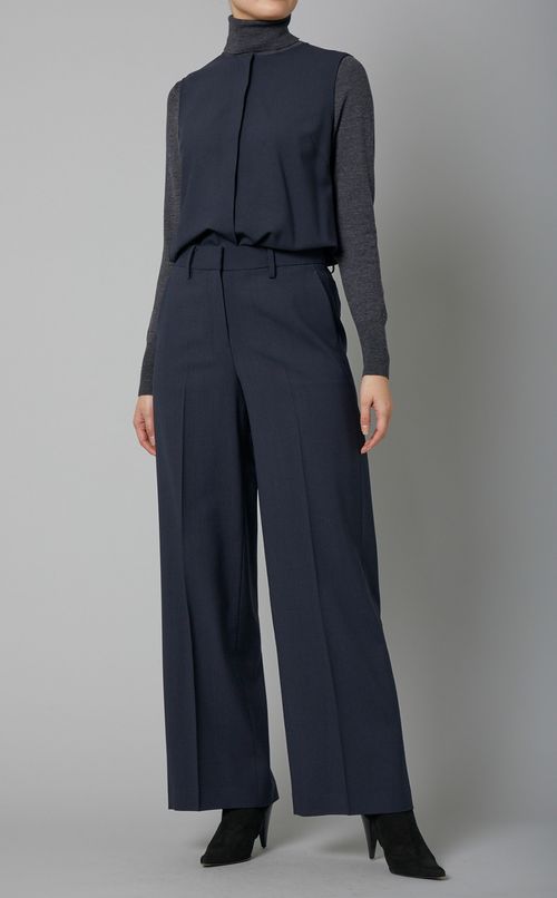 クルーネックワイドオールインワン