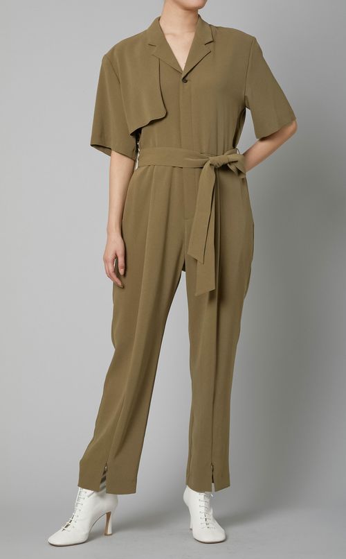 ジョーゼットオープンカラージャンプスーツ