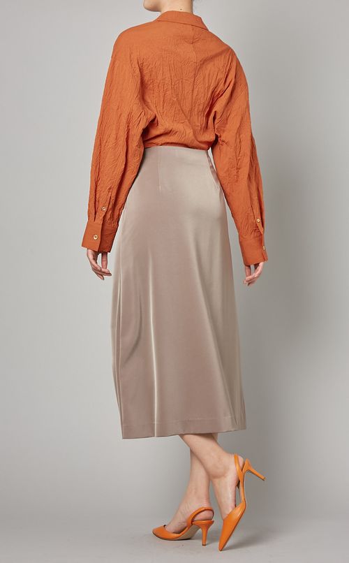 ラップボタンディテールミディスカート