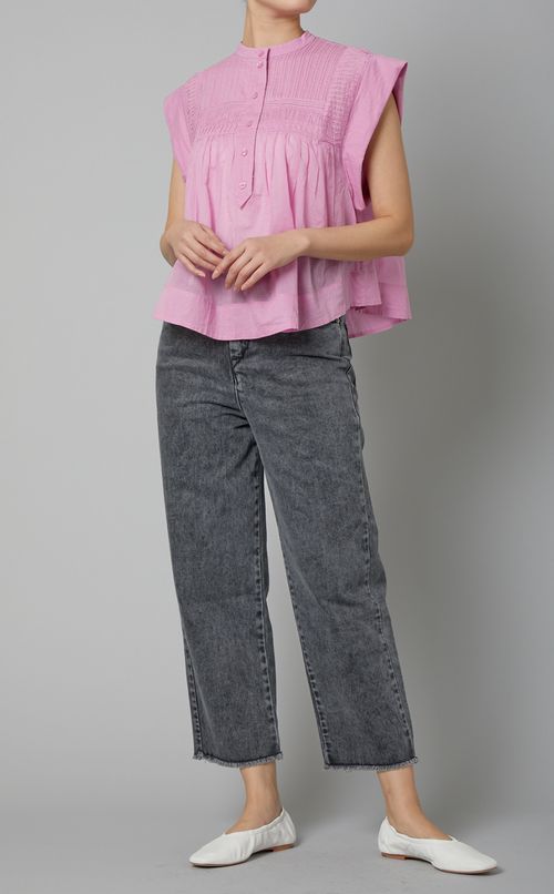 コットンピンタックノースリーブブラウス