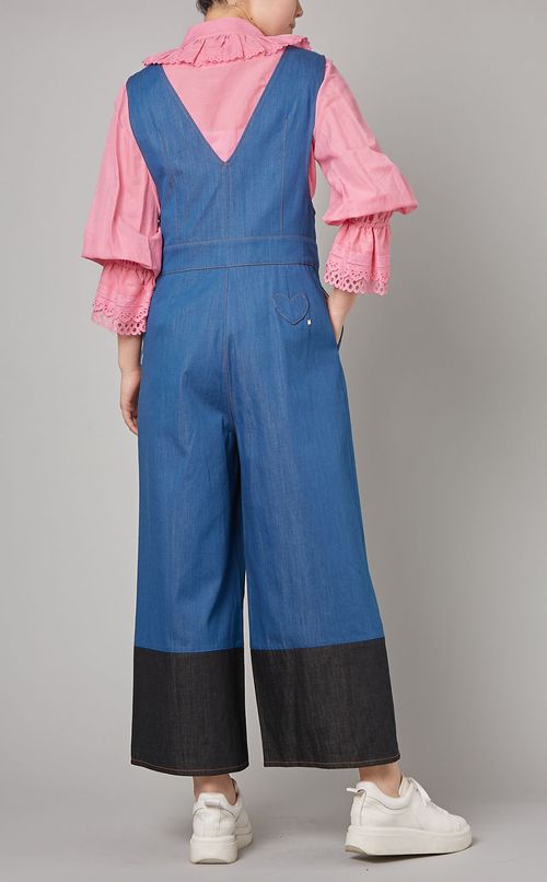 ハートパッチデニムサロペット