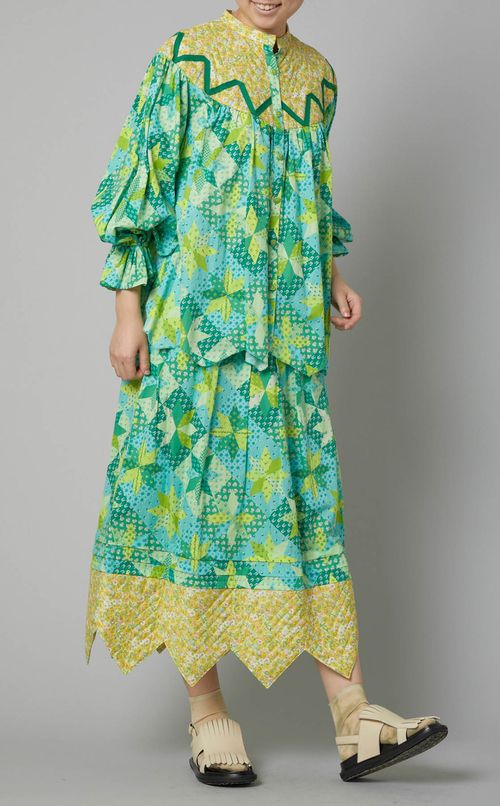 マルチプリントギャザーブラウス