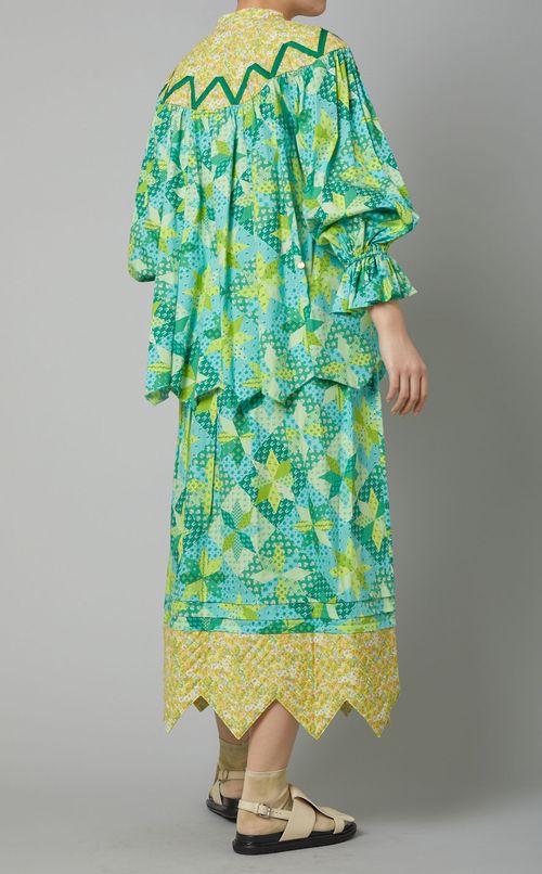 マルチプリントギャザーブラウス