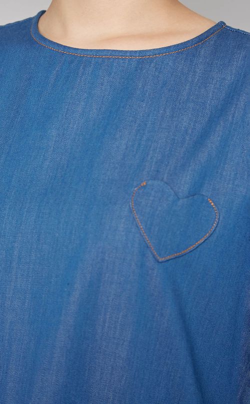 ハートパッチデニムワンピース