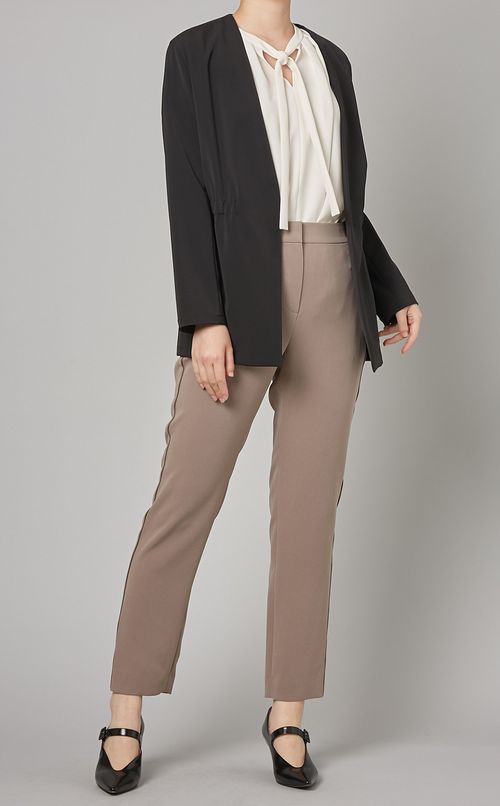 サテンパイピングテーパードパンツ