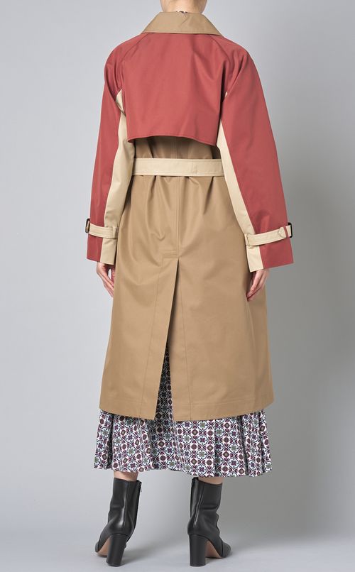 コットン配色トレンチコート
