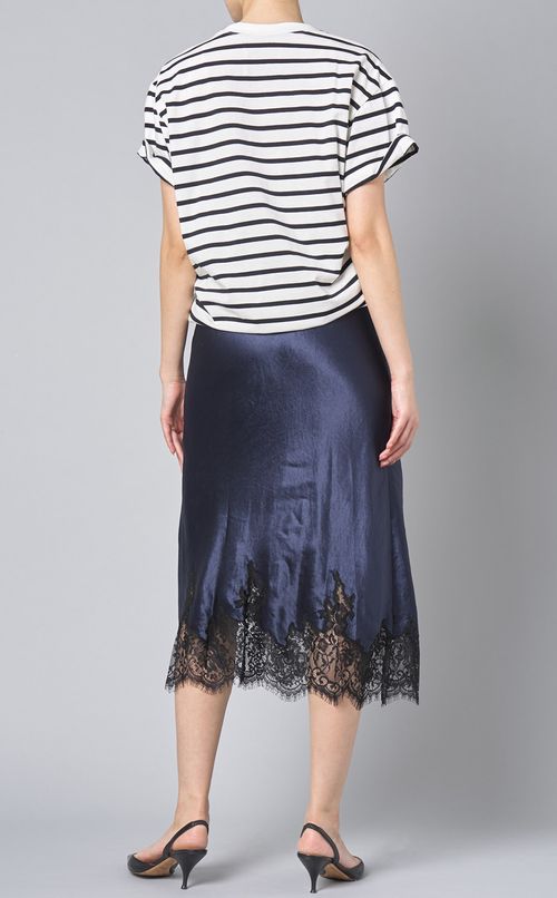 ボーダー切替レーススカートワンピース