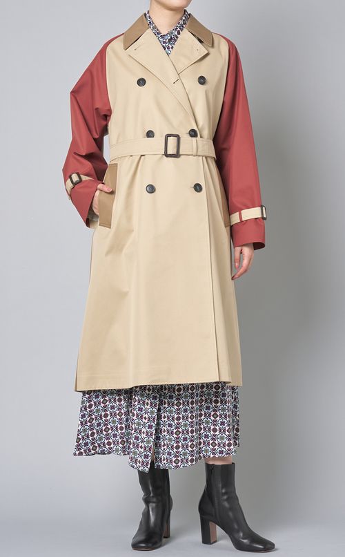 プリントベルテッドロングシャツワンピース