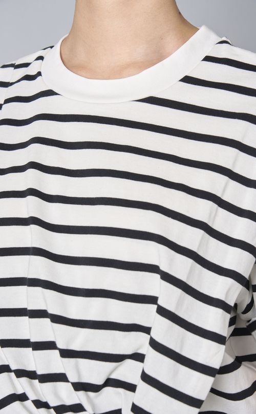 ボーダー切替レーススカートワンピース