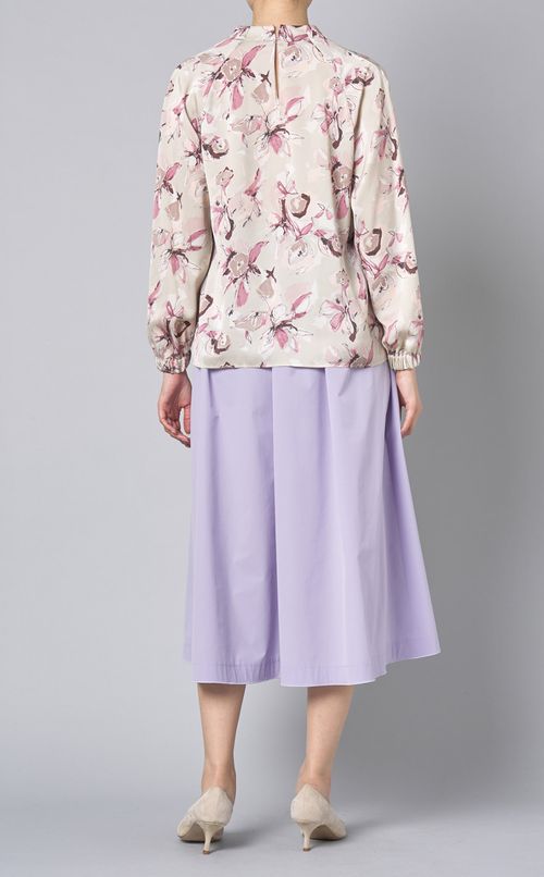 フラワーボウタイギャザーブラウス