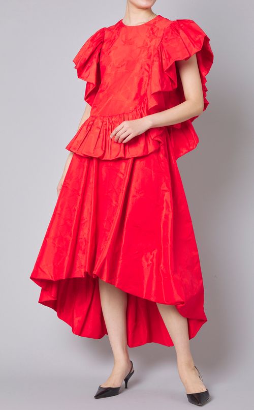 燕柄ジャガードフリルブラウス