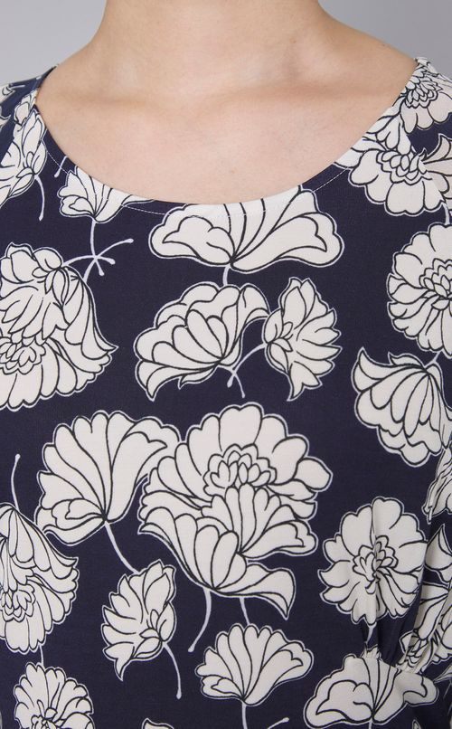 プリン卜ギャザースリーブワンピース