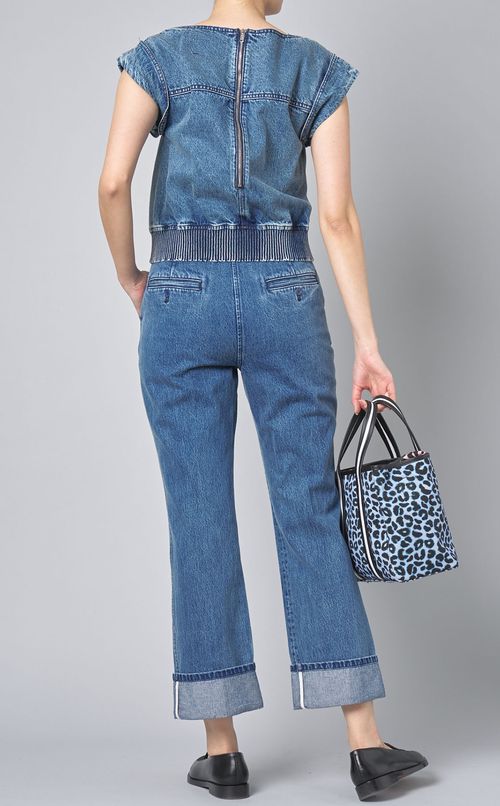 ウォッシュドデニムクロップドブラウス