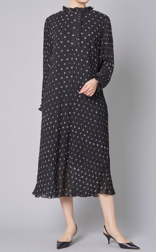 プリントジョーゼットプリーツワンピース