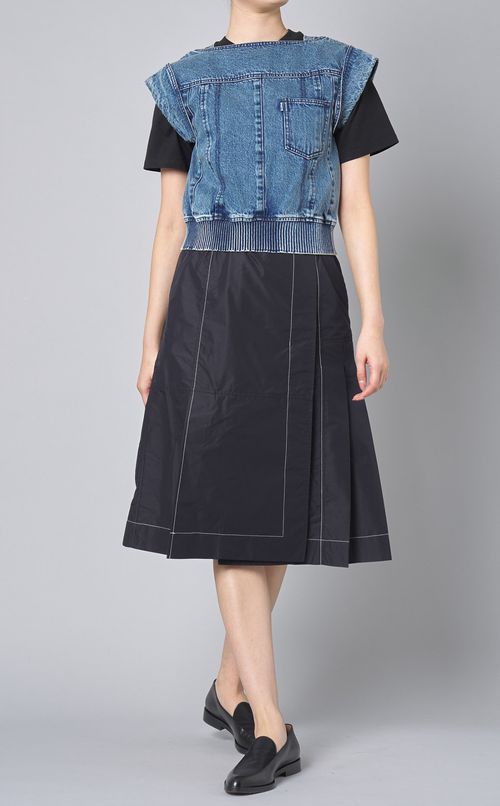 Tシャツコンボラップスカートワンピース