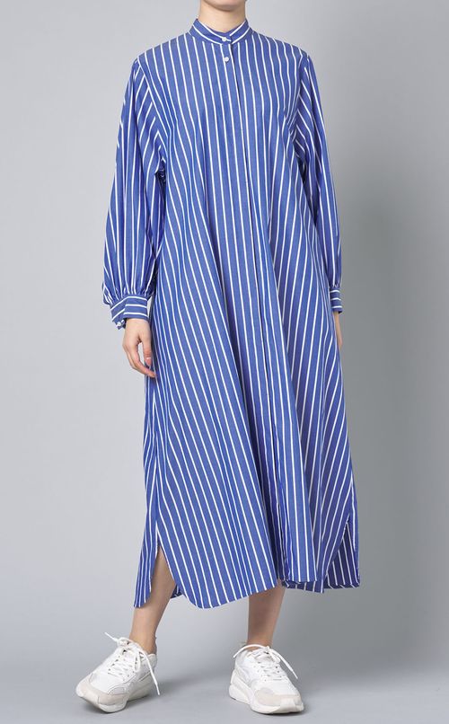 コットンストライプシャツワンピース