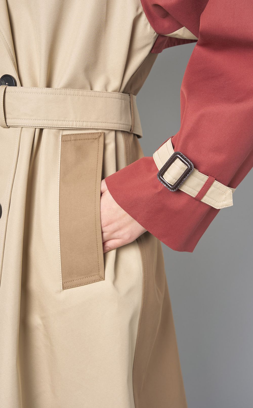 限定SALE*MAXMARA*Pacos トレンチコートジャケット ベルト付 Weekend Max Mara|コットン配色トレンチコート