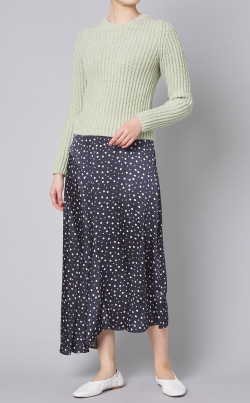 コットンクルーネック太リブニット