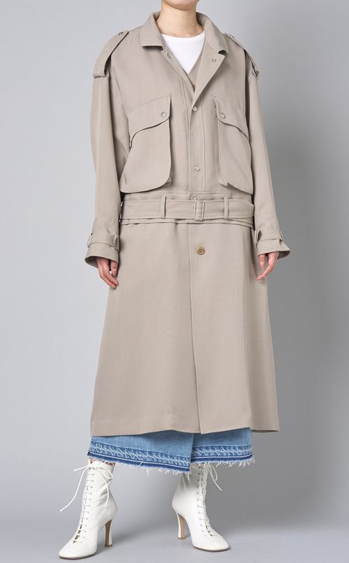 レイヤードスイングトップロングコート