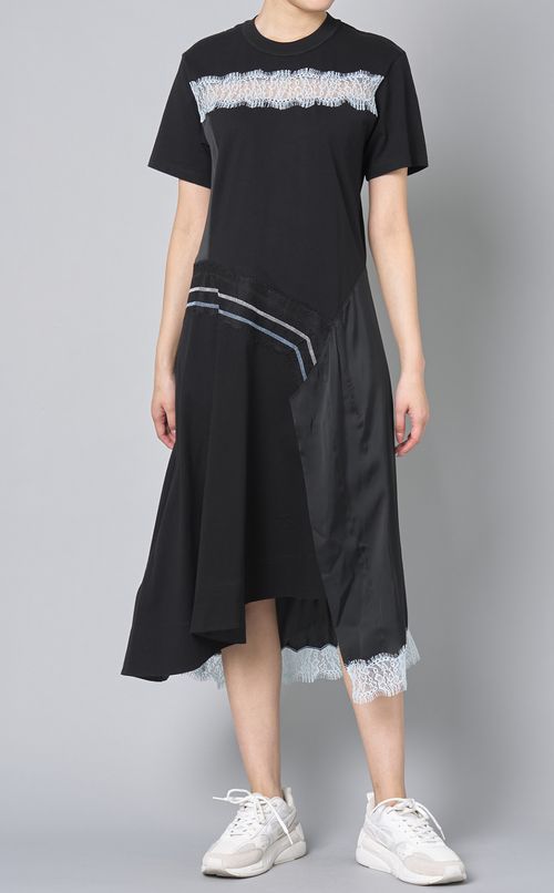 サテンレースショートスリーブワンピース