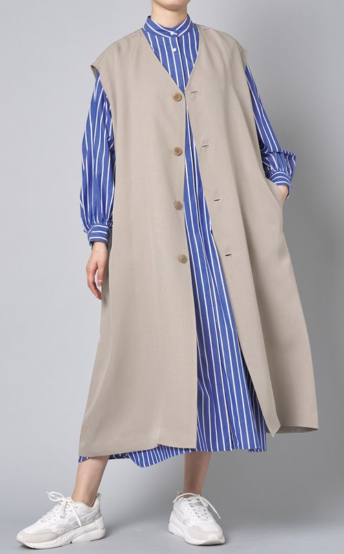 コットンストライプシャツワンピース