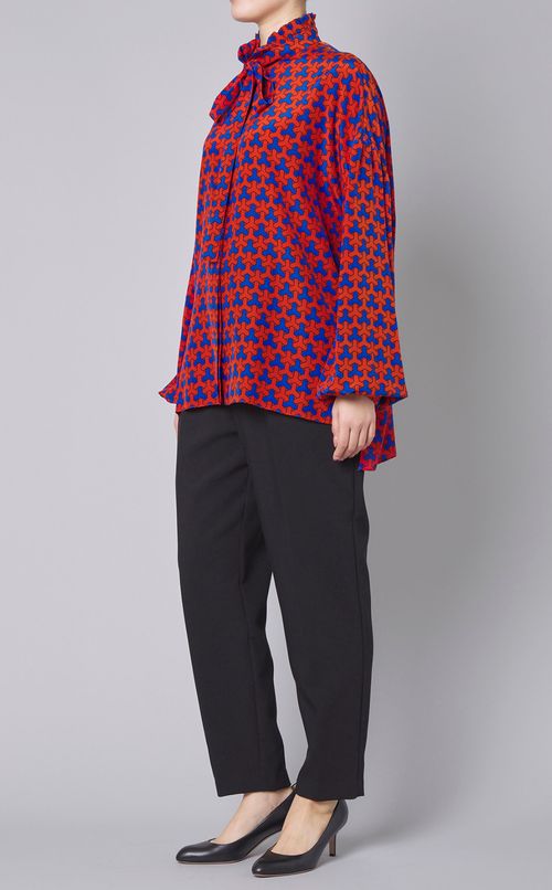 ジオメトリックプリントブラウス