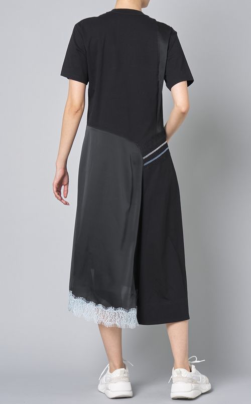 サテンレースショートスリーブワンピース