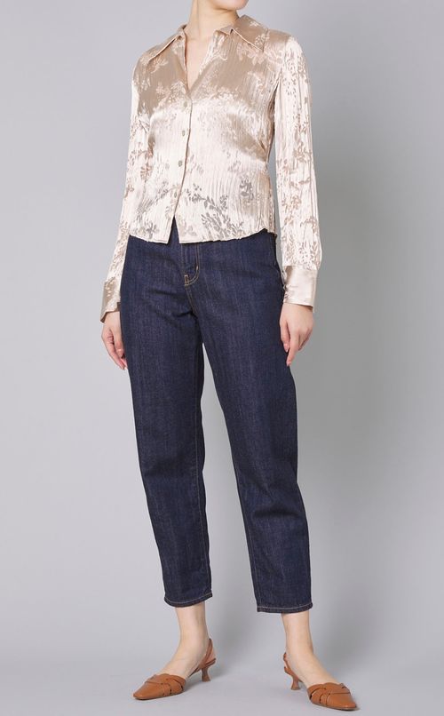 フラワーカットワークプリーツブラウス