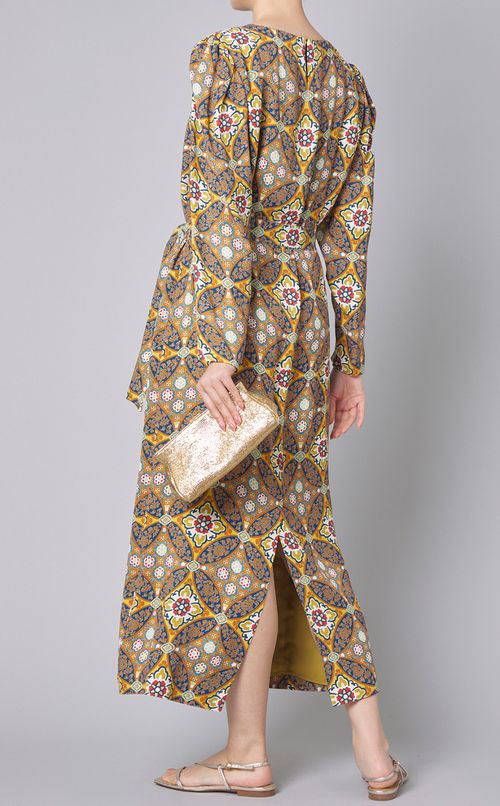 ジオメトリックプリントロングワンピース