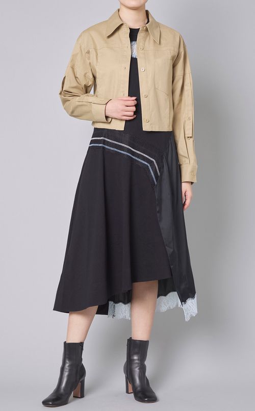 コンバーチブルスリーブクロップシャツ