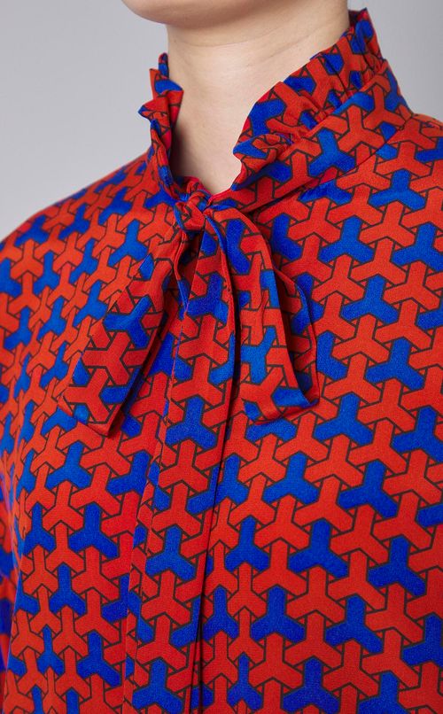 ジオメトリックプリントブラウス